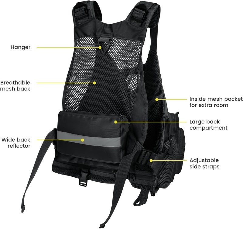 Gonex Fly Fishing Vest for Men Women, Comfortable Adjustable Fishing Vest with Multi-Pockets Reflective Stripes - Image 4